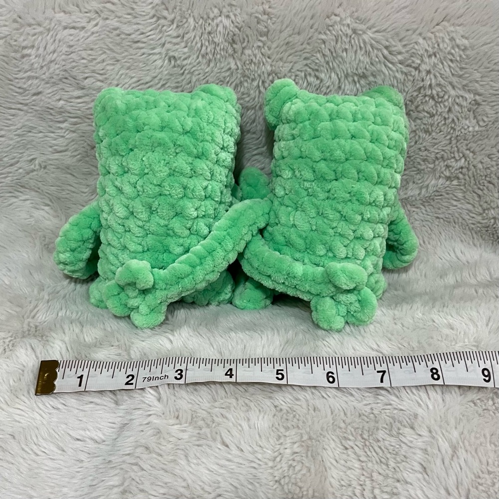 Pair of Crochet Leggy Frog Plushies - Amigurumi Stuffed Animals - Picture 3 of 5